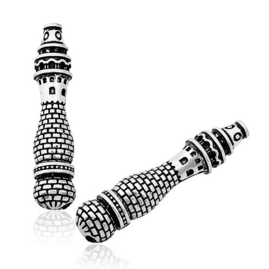 Silver Minaret Patterned Prayer Beads