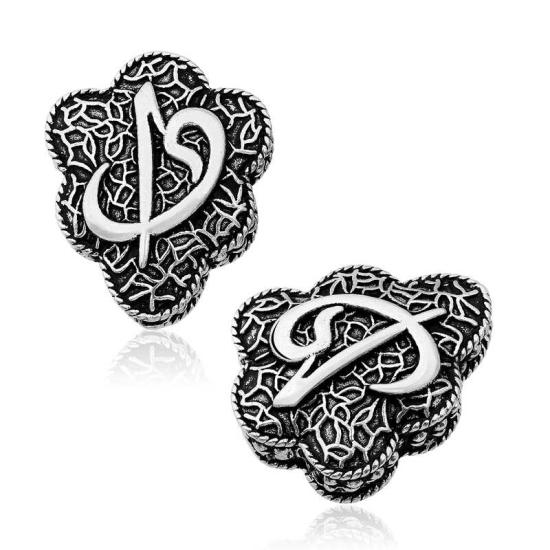 Silver Embroidered Elif Vav Motif Prayer Beads