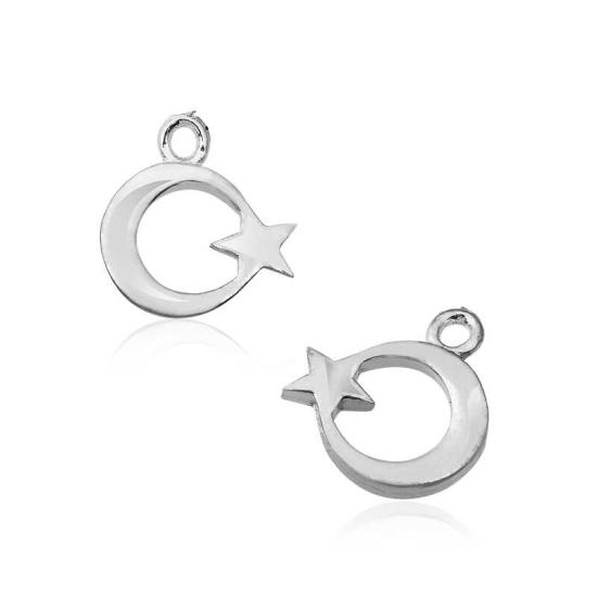 Silver Crescent Star Prayer Beads Tassel End