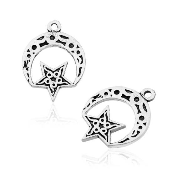 Silver Embroidered Crescent Star Prayer Beads Tassel End