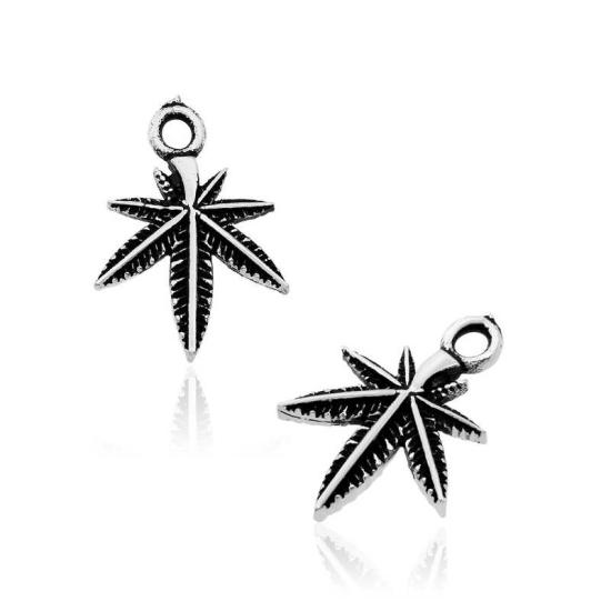 Silver Leaf Prayer Beads Tassel End