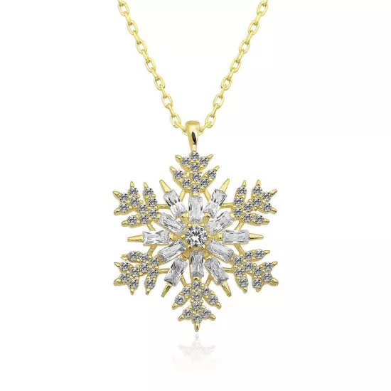 Gümüş Gold Kar Tanesi Kolye