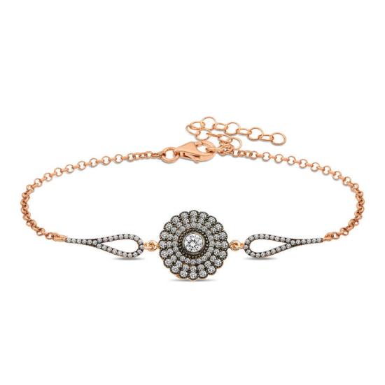 Silver Rose Diamond Mounted Flower Women’s Bracelet
