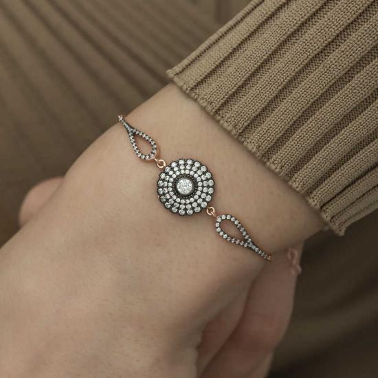 Silver Rose Diamond Mounted Flower Women’s Bracelet