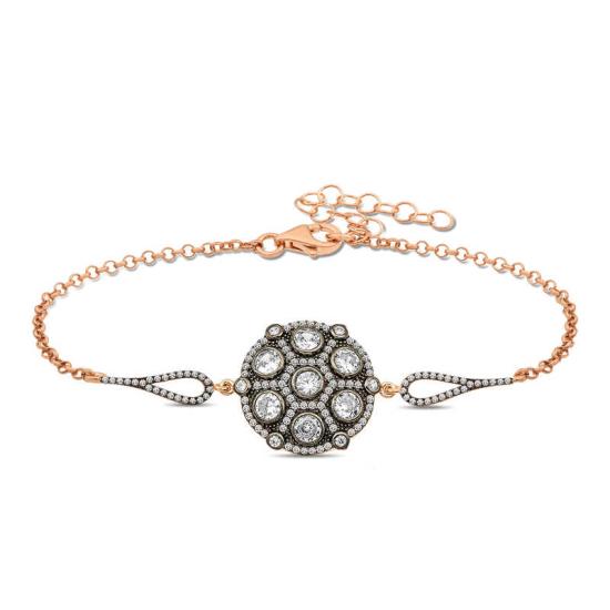Silver Rose Diamond Mounted Bracelet