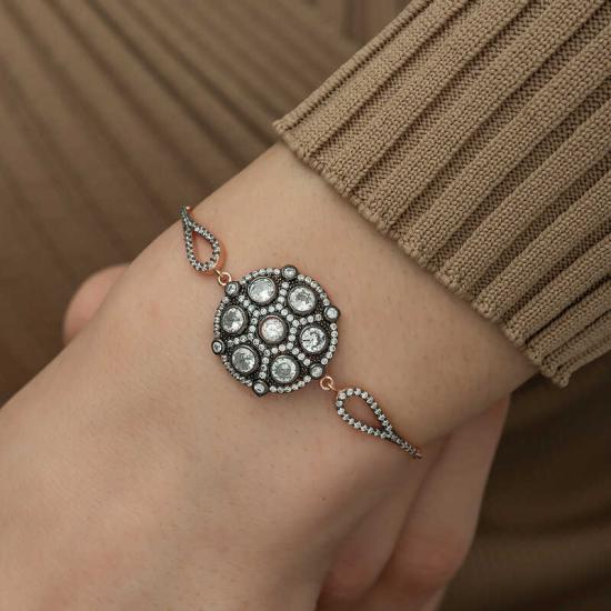 Silver Rose Diamond Mounted Bracelet