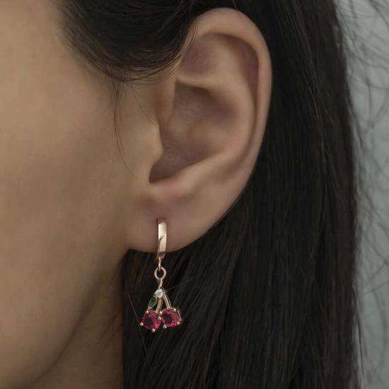 Silver Cherry Figured Fruit Earrings