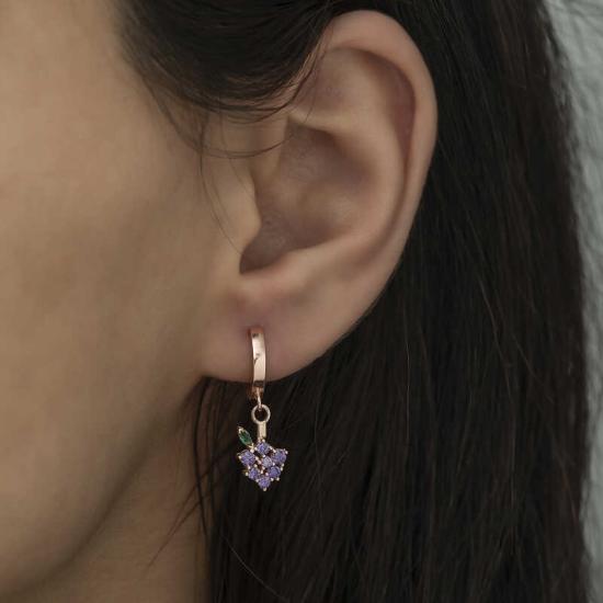 Silver Grape Figured Fruit Earrings