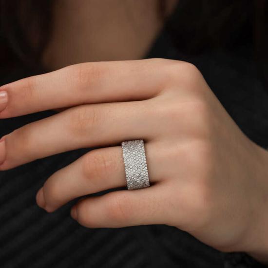 Silver Half Full Round Women’s Ring