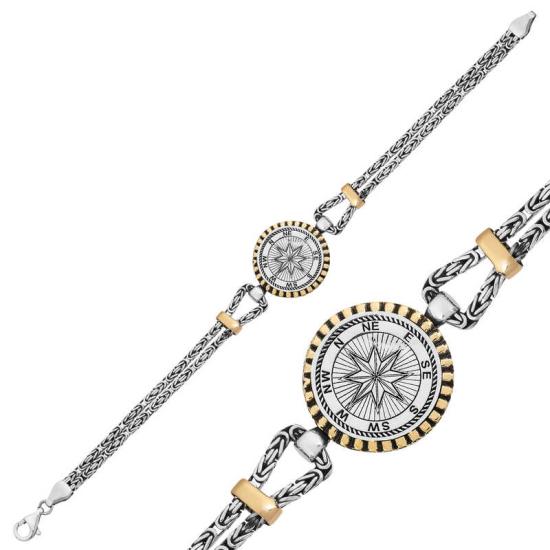 Silver Compass Men’s Bracelet