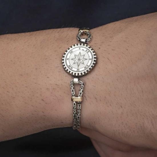 Silver Compass Men’s Bracelet