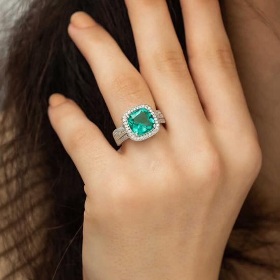 Silver Turquoise Baguette Women’s Ring