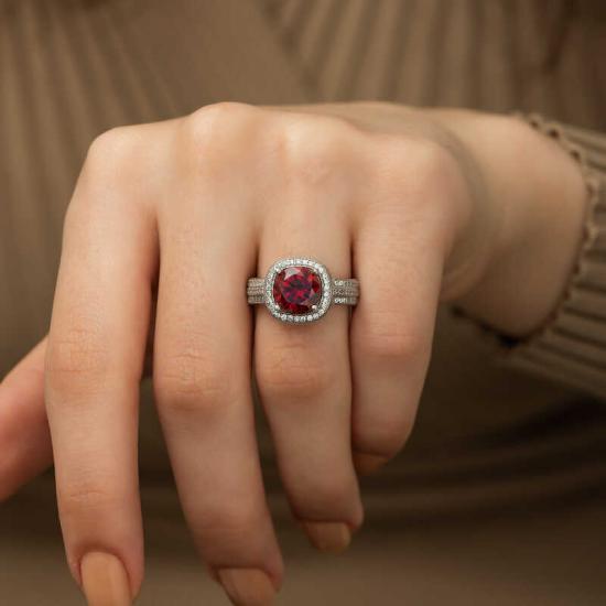 Silver Baguette Round Women’s Ring