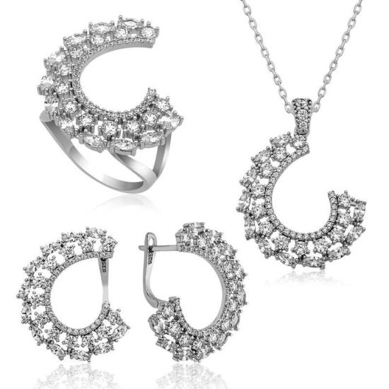 Silver Marquise Stone Women’s Set