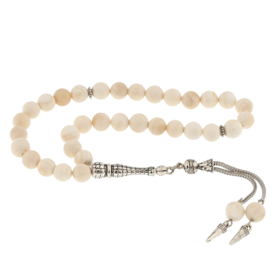 Natural Stone Metal Tasseled Mother-of-Pearl Stone Prayer Beads