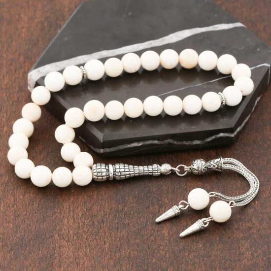 Natural Stone Metal Tasseled Mother-of-Pearl Stone Prayer Beads