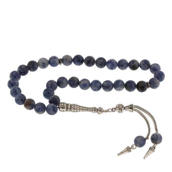 Natural Stone Metal Tassel Sodalite Stone Prayer Beads