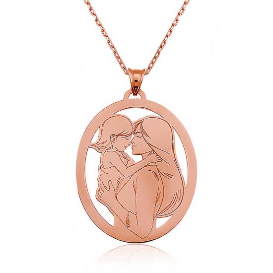 Silver Rose Mother Daughter Necklace