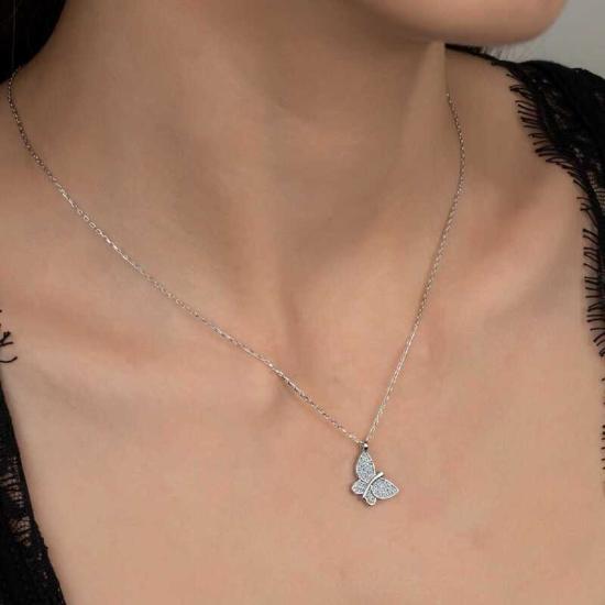 Swarovski Stone Silver Butterfly Women’s Necklace