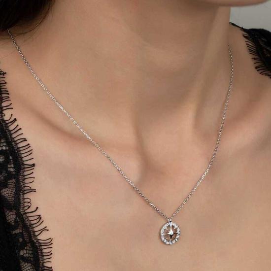 Swarovski Stone Silver Circle Women’s Necklace