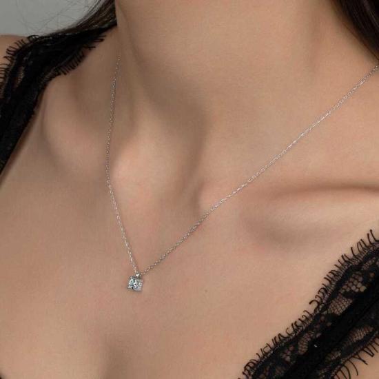 Swarovski Stone Silver Solitaire Women’s Necklace