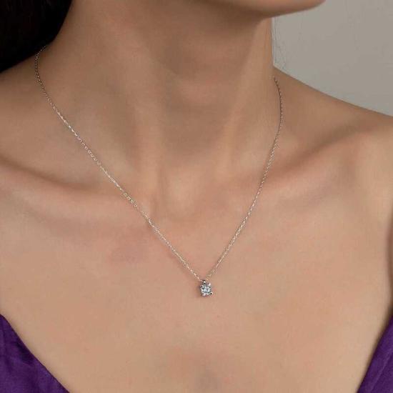 Swarovski Stone Silver Solitaire Women’s Necklace