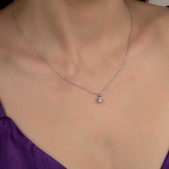 Swarovski Stone Silver Solitaire Women’s Necklace