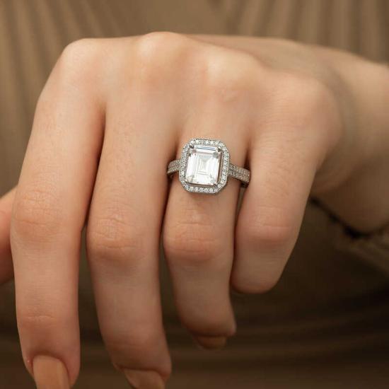 Silver White Baguette Women’s Ring