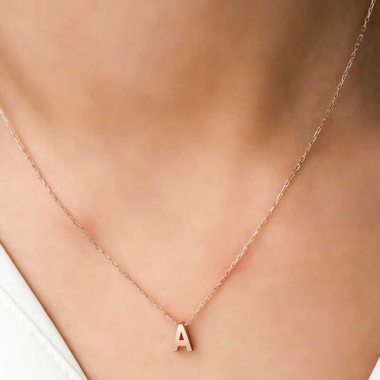 Silver Rose 3D Letter A Women’s Necklace