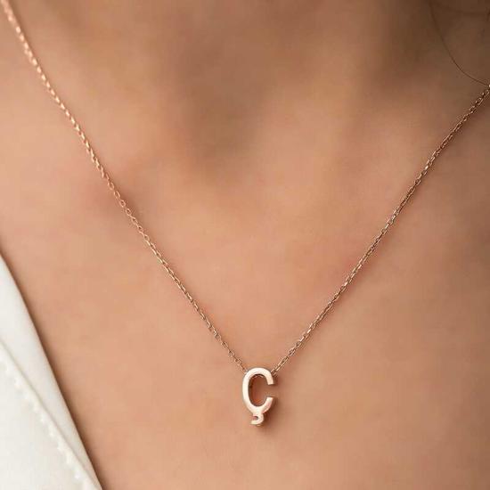Silver Rose 3D Letter C Women’s Necklace