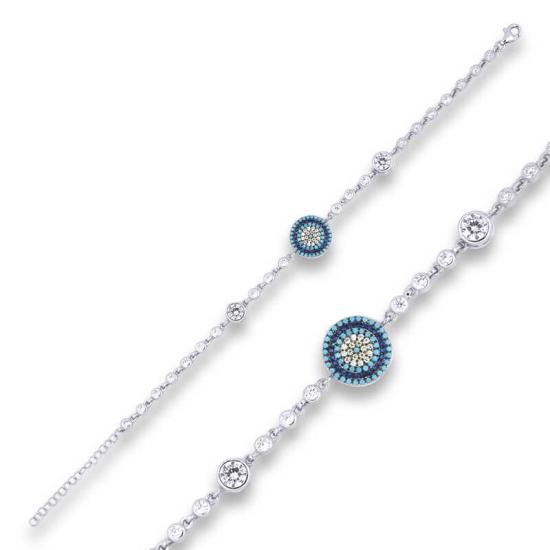 Silver Evil Eye Beaded Bracelet
