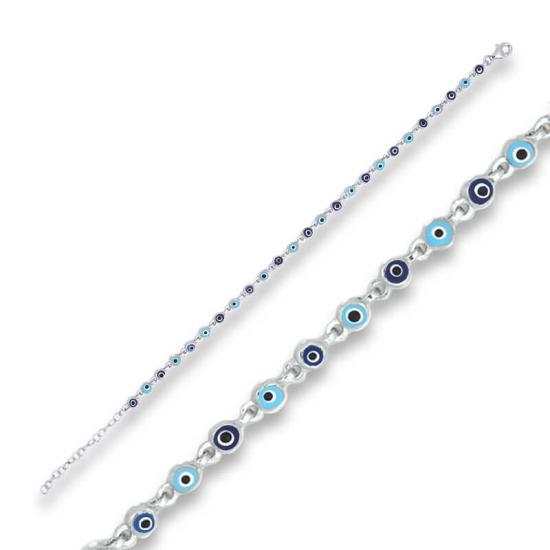 Silver Evil Eye Beaded Bracelet