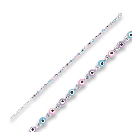 Silver Evil Eye Beaded Bracelet