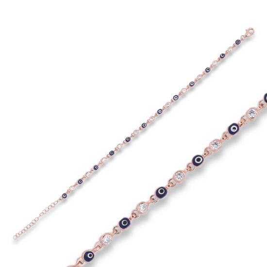Silver Rose Evil Eye Beaded Bracelet