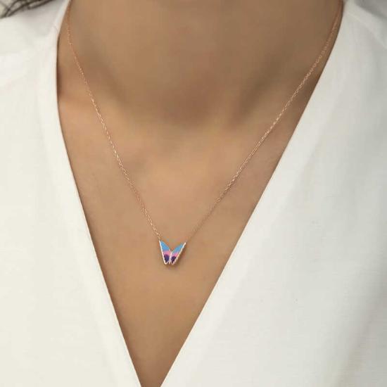 Silver Rose Minimal Butterfly Women’s Necklace