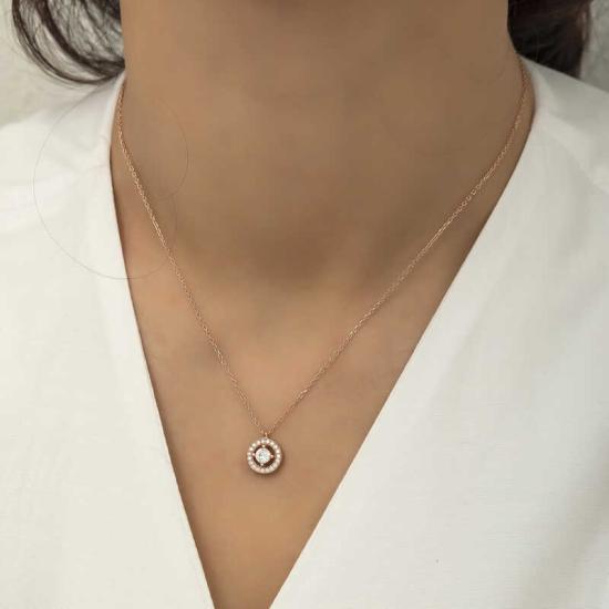 Silver Rose Minimal Round Solitaire Women’s Necklace