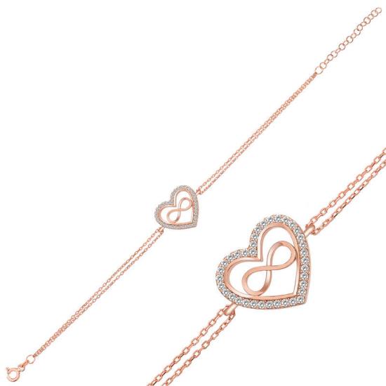 Silver Rose Heart Infinity Women’s Bracelet