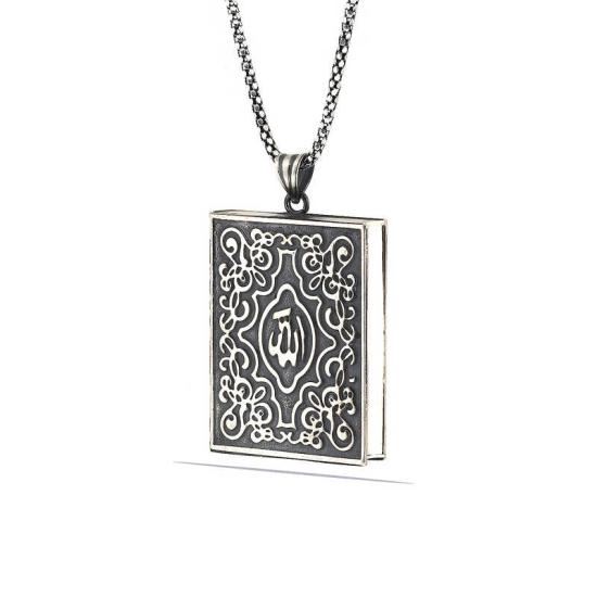 Silver Openable Amulet Necklace with Allah Written Inside