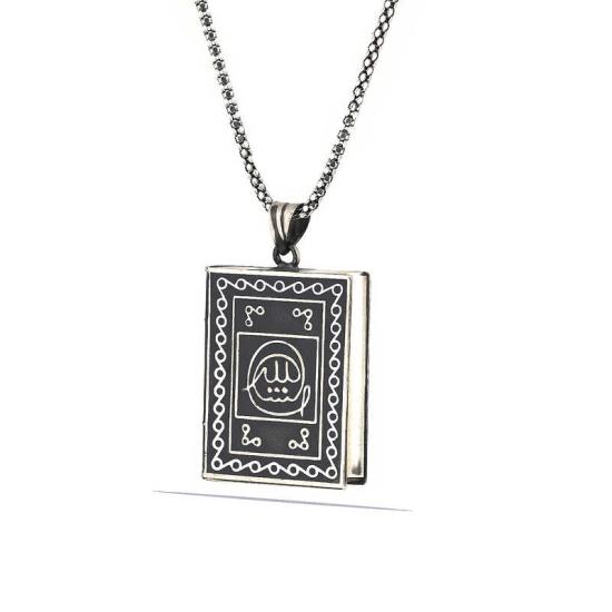 Silver Openable Amulet Necklace with Muhammad Written Inside