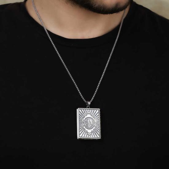 Silver Openable Tughra Amulet Necklace