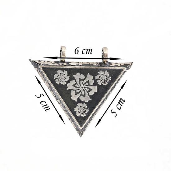 Silver Triangle Openable Flower Amulet Necklace