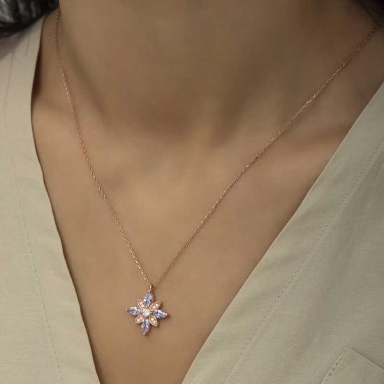 Silver Lilac Stone Hope Flower Necklace