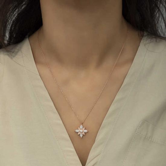 Silver Rose White Hope Flower Necklace