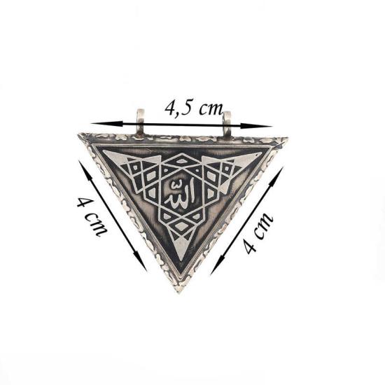 Silver Triangle Openable Allah Amulet Necklace