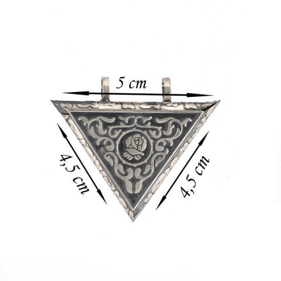 Silver Triangle Openable Rose Amulet Necklace