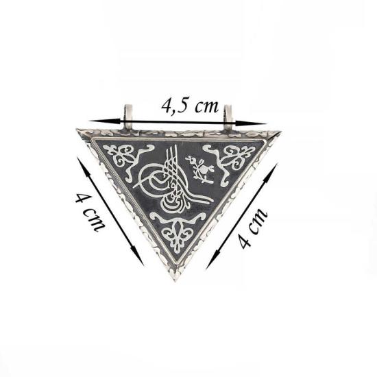 Silver Triangle Openable Tughra Amulet Necklace