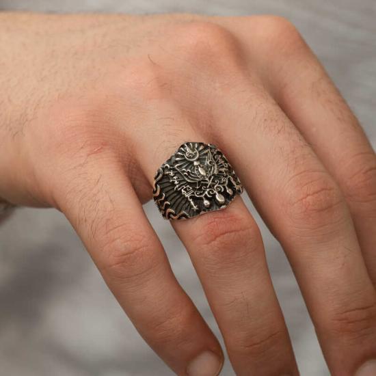 Silver Ottoman State Coat of Arms Men’s Ring