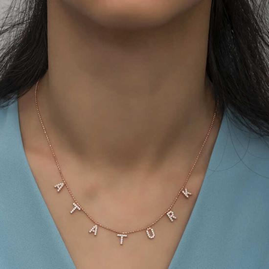 Silver Rose Atatürk Written Women’s Necklace
