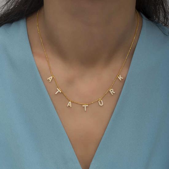 Silver Gold Atatürk Written Women’s Necklace