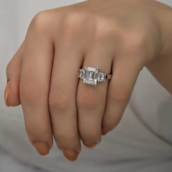 Silver White Baguette Stone Women’s Ring